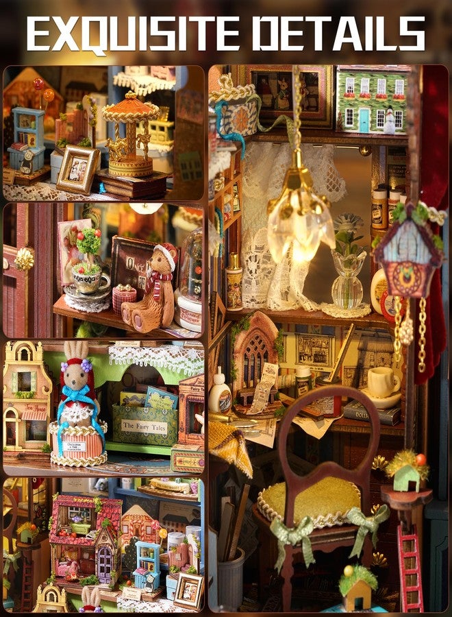 Spilay DIY Book Nook Kits for Adults, Fairy Tale Book Nook Kit with LED Light, 3D Wooden Puzzle DIY Miniature Dollhouse Kit, Creative Bookshelf Decor&Unique Gift for Teens & Book Lovers - Image 3